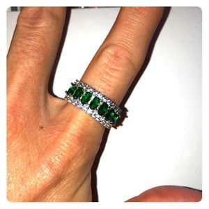 Emerald green diamond ring size 7